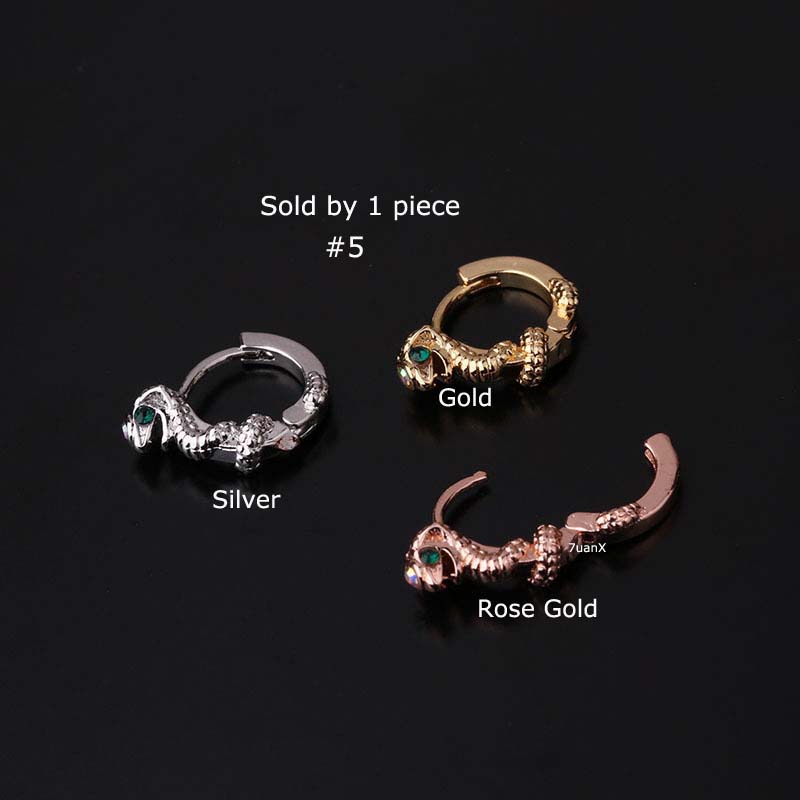 1pc Anting Tindik Tragus Hoop Helix Rook Bentuk Bintang Hati Ular Bahan Tembaga Hias Zircon