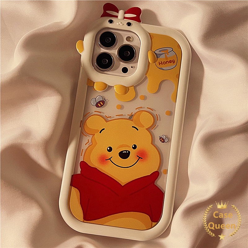 Case OPPO A17 A95 A16K A16E A52 A92 A96 A7 A5S A12 A3S A12E A53 A74 A76 Reno 5 5F 4F 7 A55 A17K A15 A16 A9 A54 A57 2022 A15s A5 A16s A31Disney Winnie The Pooh Beruang Strawberry Lucu