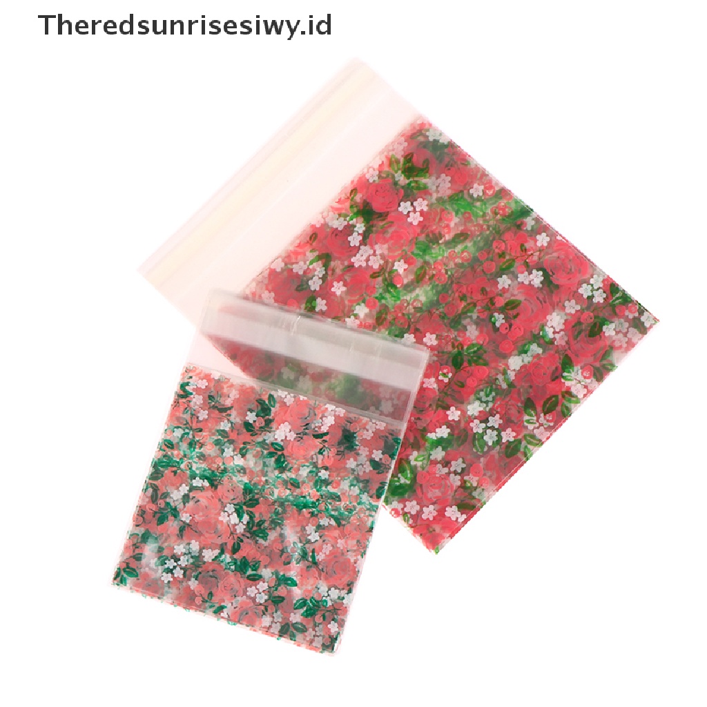 # Alat Rumah Tangga # 100pcs Kantong Plastik Transparan Motif Bunga Mawar DIY