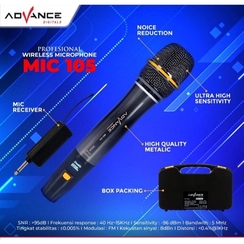 Mic ADVANCE 105 Wireless microphone Mic tanpa kabel ~ FMS