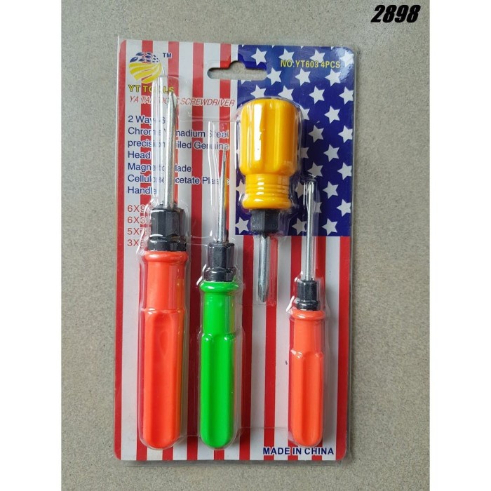 Obeng plastik warna 4pcs set