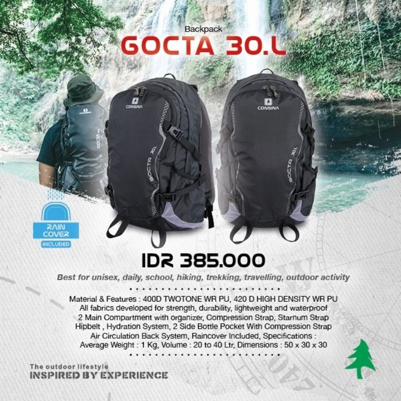 Tas Ransel Consina Gocta 30 Liter Free Rain Cover Original Murah