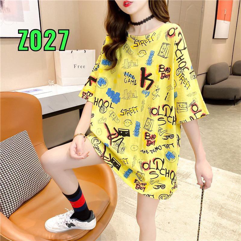 #Z027 - Oversize Tee Tshirt Wanita Model Longgar Motif Tulisan Z027