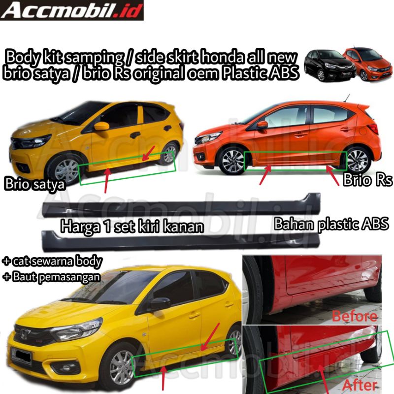 Jual Body kit side skirt samping honda all new brio satya rs plastik