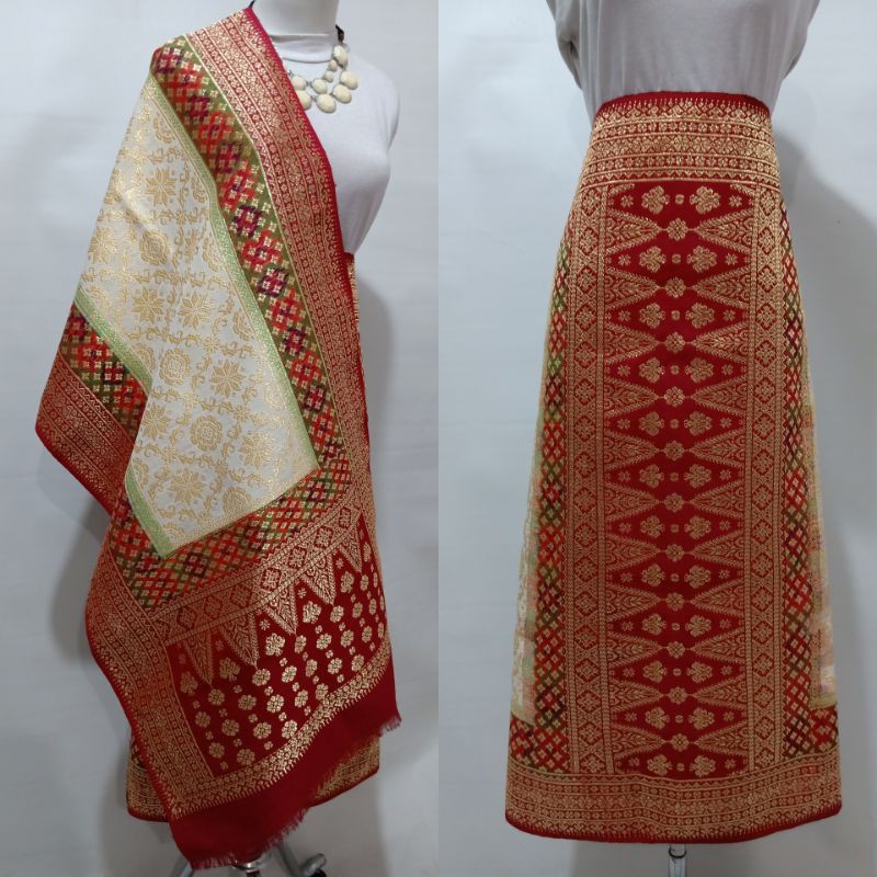 Songket Palembang Asli Motif Tiga Negeri Original Sutera Gebeng