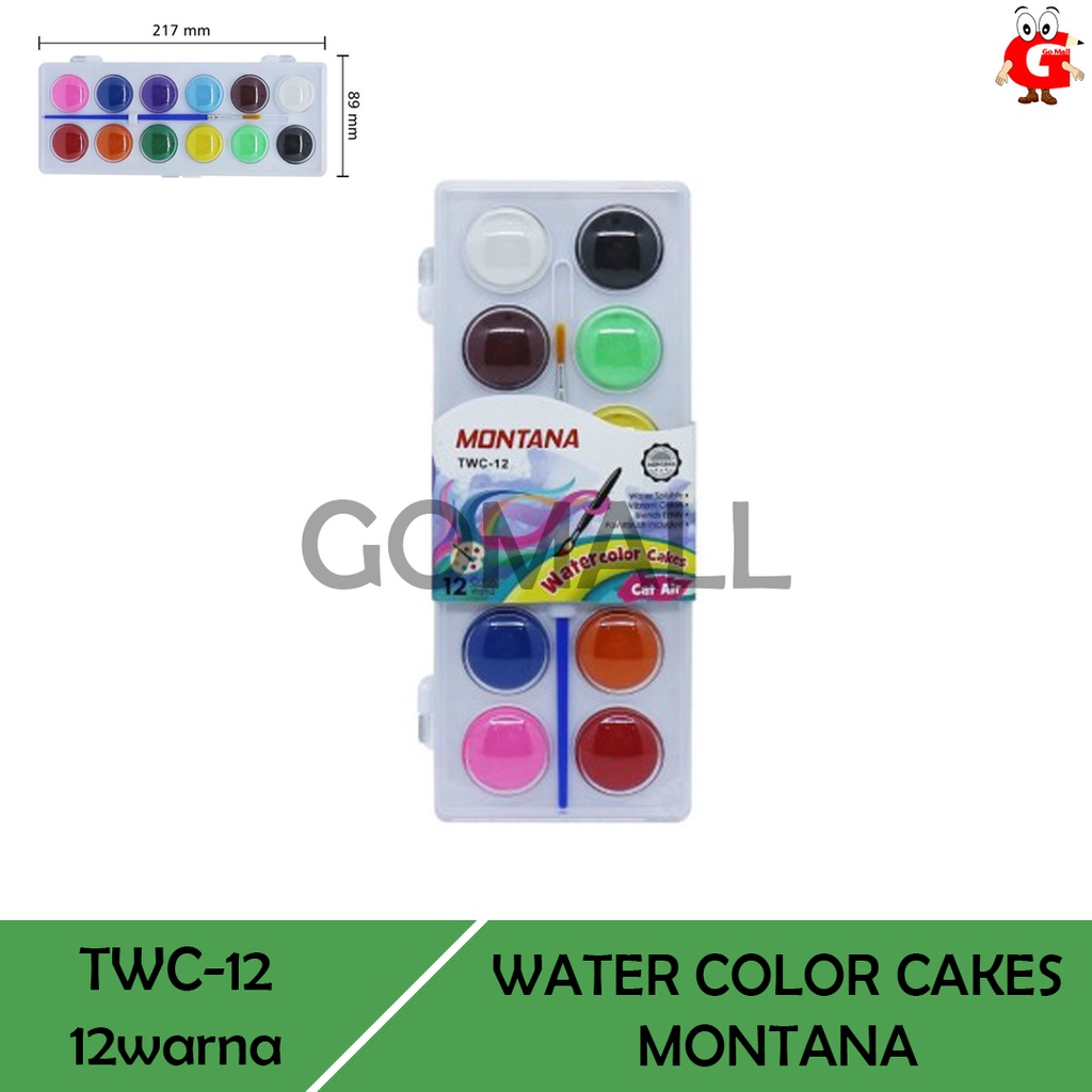 

Water Color Cakes / Cat Air Montana 12 Warna