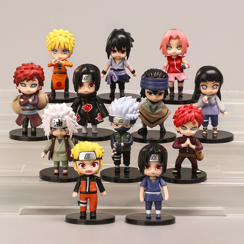 6pcs 12pcs/set Anime Naruto Action Figure Naruto Kakashi Minato Sasuke Model Lebah Mainan PVC