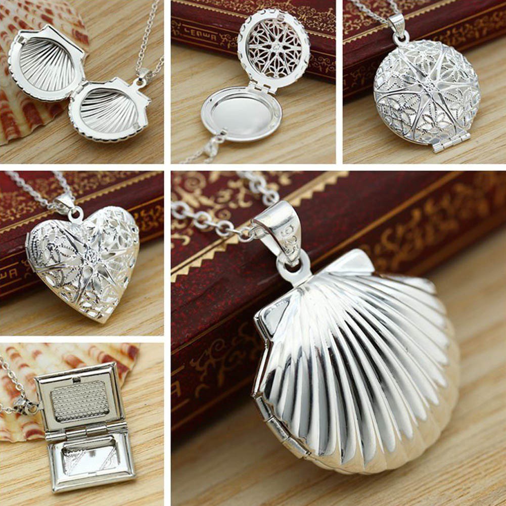 925 Sterling Silver Locket Box Photo Frame Necklace