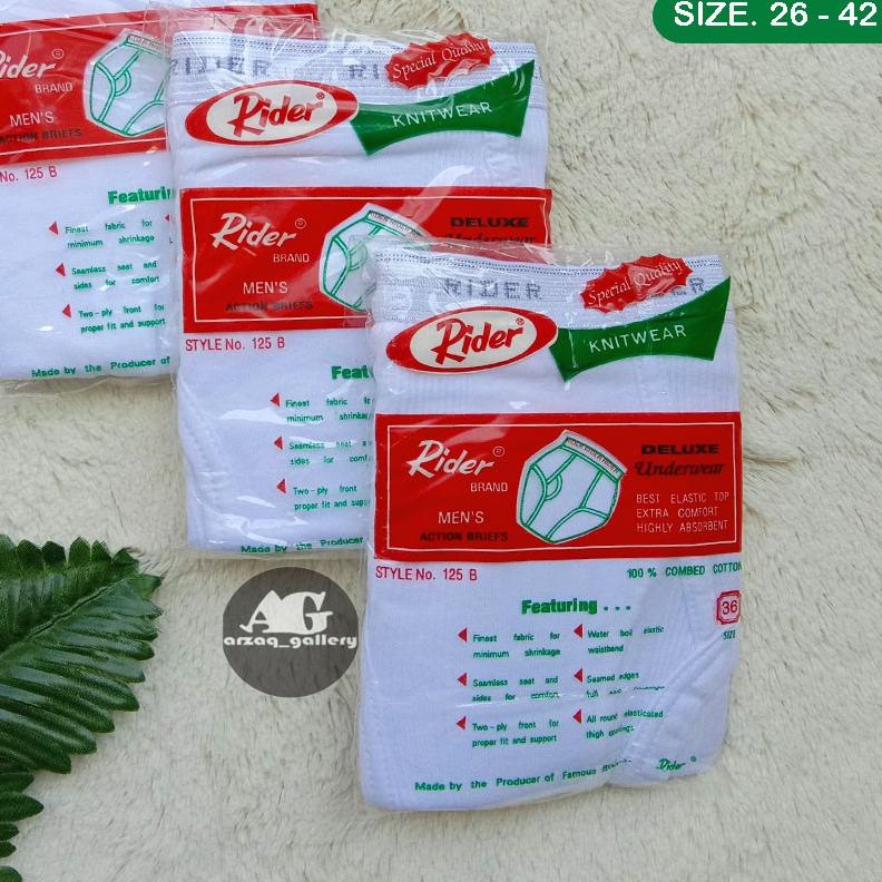 [ Satuan ] CD Rider 125B | Celana Dalam Pria Dewasa Rider Putih | Sempak Pria | Celana Dalam | Rider