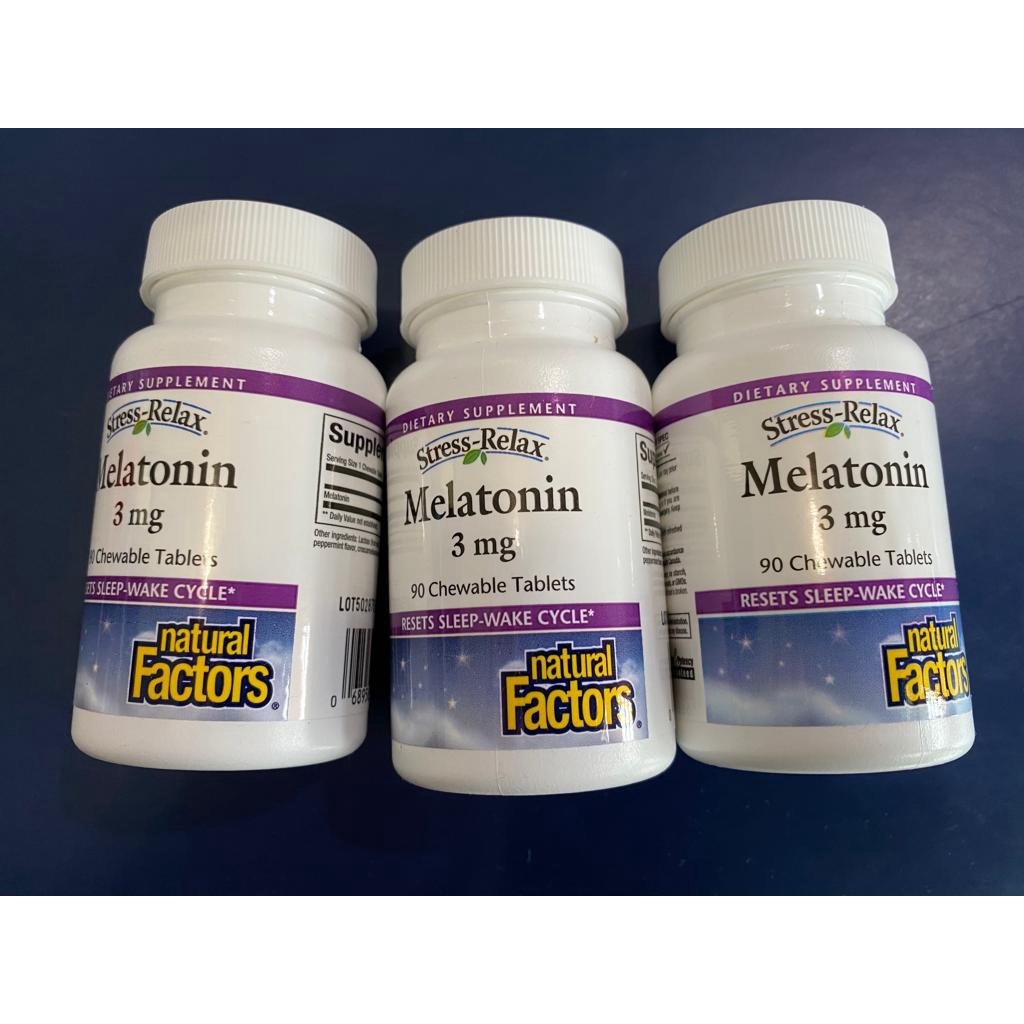 Natural Factors Stress-Relax Melatonin 3 mg 90 Chewable Tablets Atasi Susah Tidur