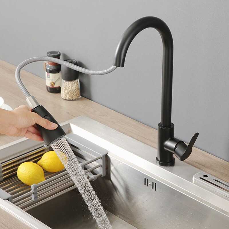 TD - RUM CpSteel Keran Air Bathroom With Pull Out Rinser Sprayer Faucet - CP12