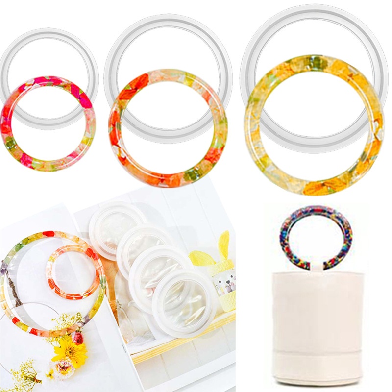 Siy 4pcs Cetakan Resin Epoksi Kristal Uv Diy Untuk Gantungan Kuncitas Wanita