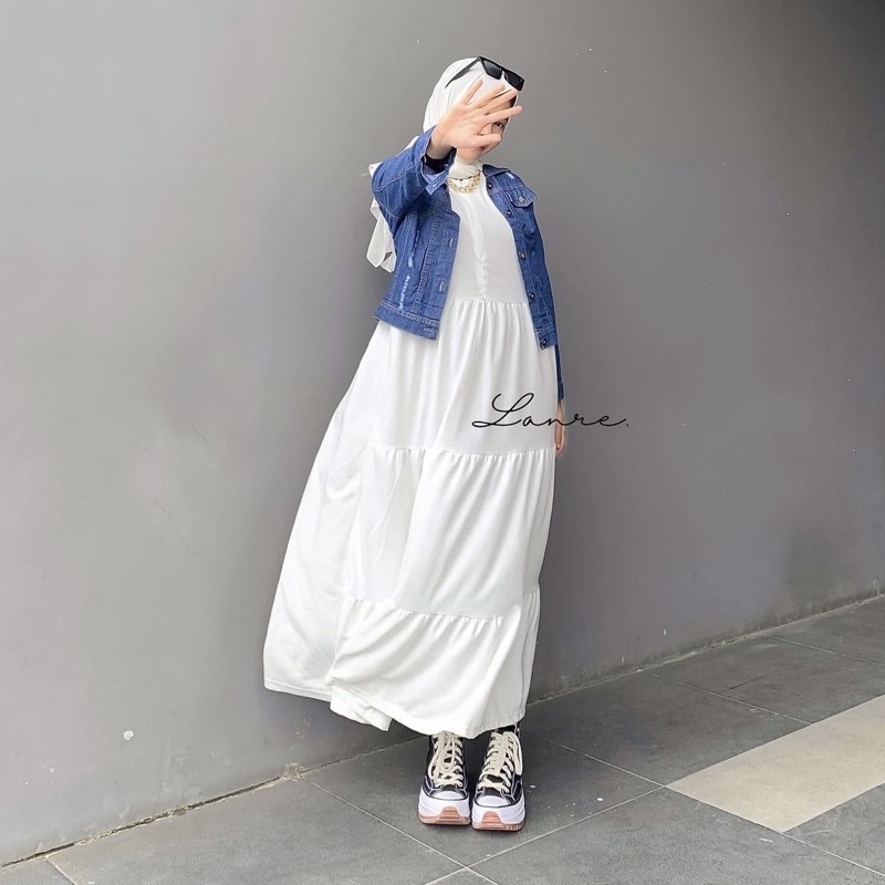 ORI LANRE - Basic Inner Rempel MANSET BUSUI GAMIS Iner Gamis Wanita Dress Flare Tanpa Lengan