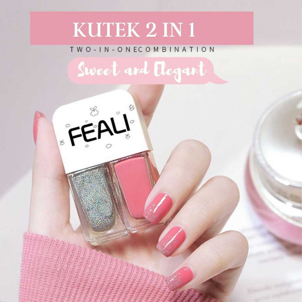 2IN1 KUTEKS 2 TONE KUTEK KOREA Cat Kuku muslimah Gel Nail polish B01-B30