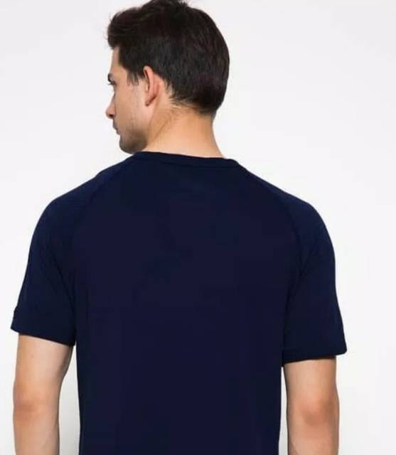 Kaos Henley Baju Kancing Polos Warna Biru Dongker Navy