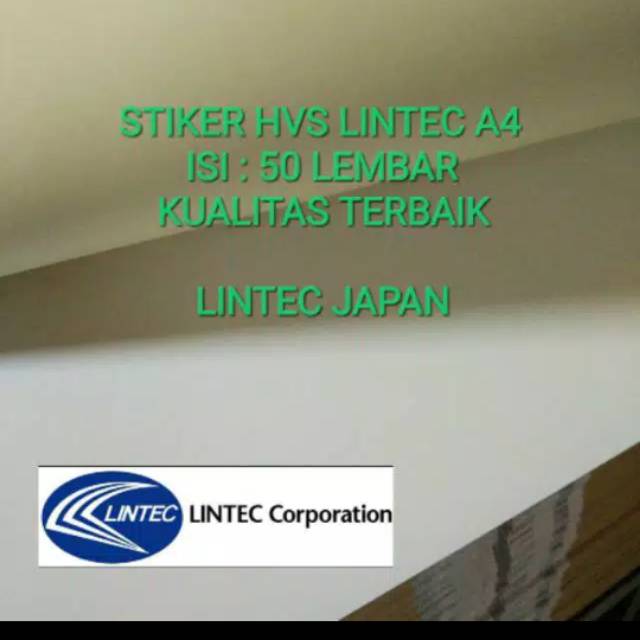 

Kertas stiker hvs LINTEC A4 ISI 50 LEMBAR/stiker doff