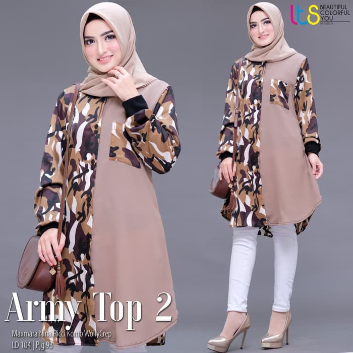 Atasan Tunik Army Top 2 Ori Lts By Shofiya