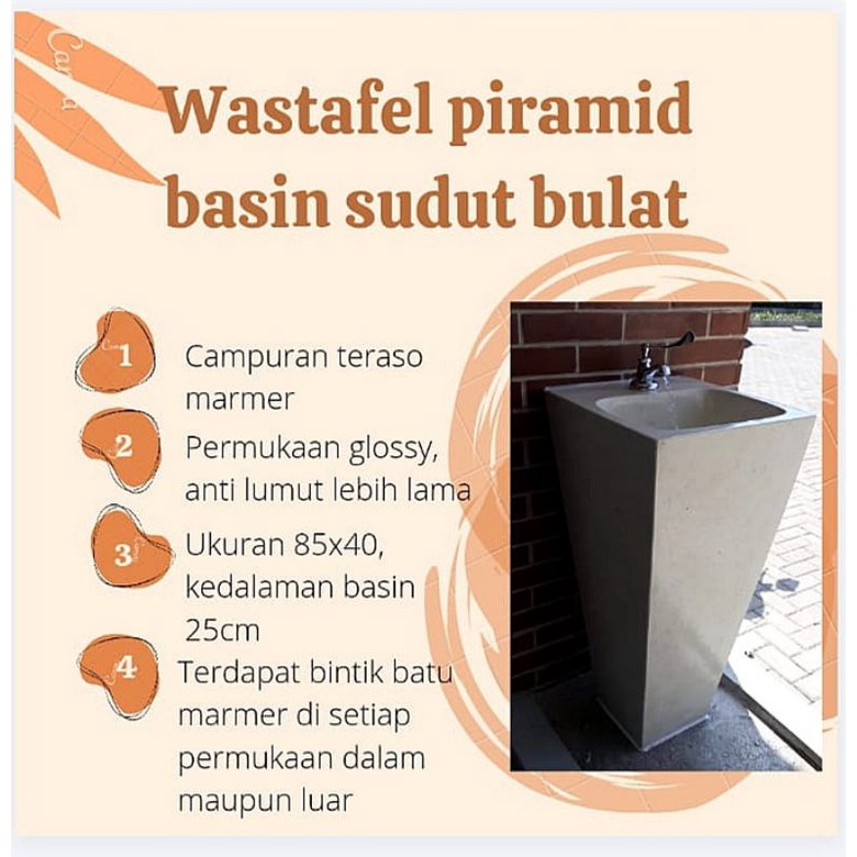 Wastafel pedestal kotak terazzo marmer 40*40*85