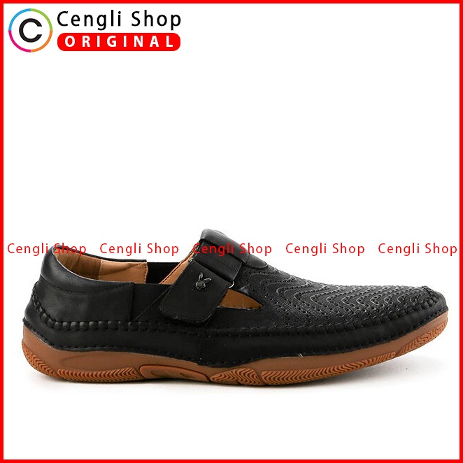 SEPATU SLIP ON KULIT PLAYBOY PRIA ORIGINAL CASUAL SEMI FORMAL HITAM PL08