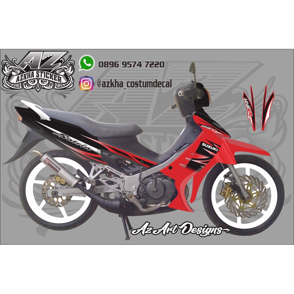 Striping Satria hiu satria 2 tak Hitam merah