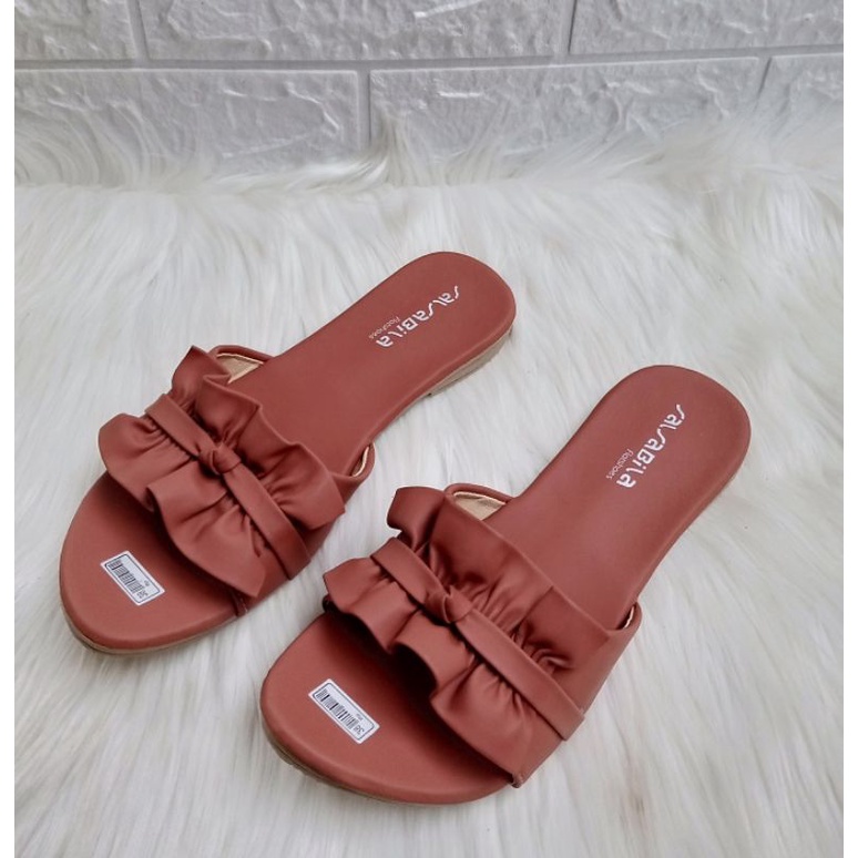 Sandal Teplek Wanita Kerut Rempel Terbaru Sendal Cewek