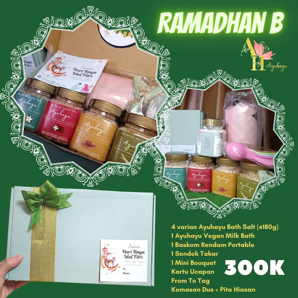 HAMPERS LEBARAN PARSEL RAMADHAN KADO GIFT SOUVENIR GIFT GARAM RENDAM PREMIUM BATH SALT REMPAH MANDI AYUHAYU