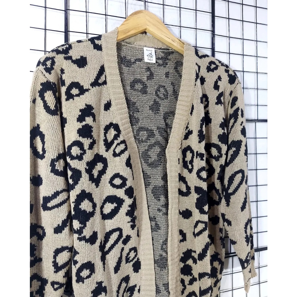 [PREMIUM] KNIT CARDI CARDIGAN RAJUT CHEETAH LEOPARD VINTAGE