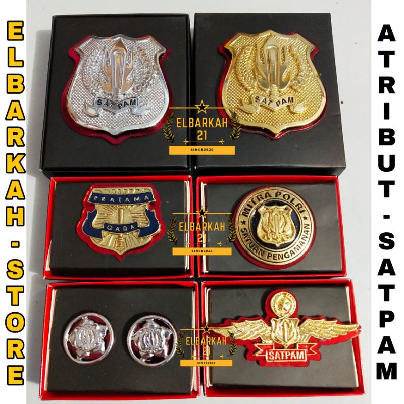 PIN MITRA POLRI / PIN GADA PRATAMA / WING SATPAM / KEWENANGAN SATPAM / CROME,GOLD AKRILIK KILAP #86