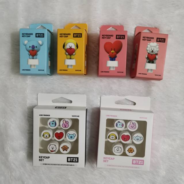 READY STOCK BT21 OFFICIAL LINE FRIENDS X ROYCHE - KEYBOARD KEY CAP - KEYCAP SET TATA