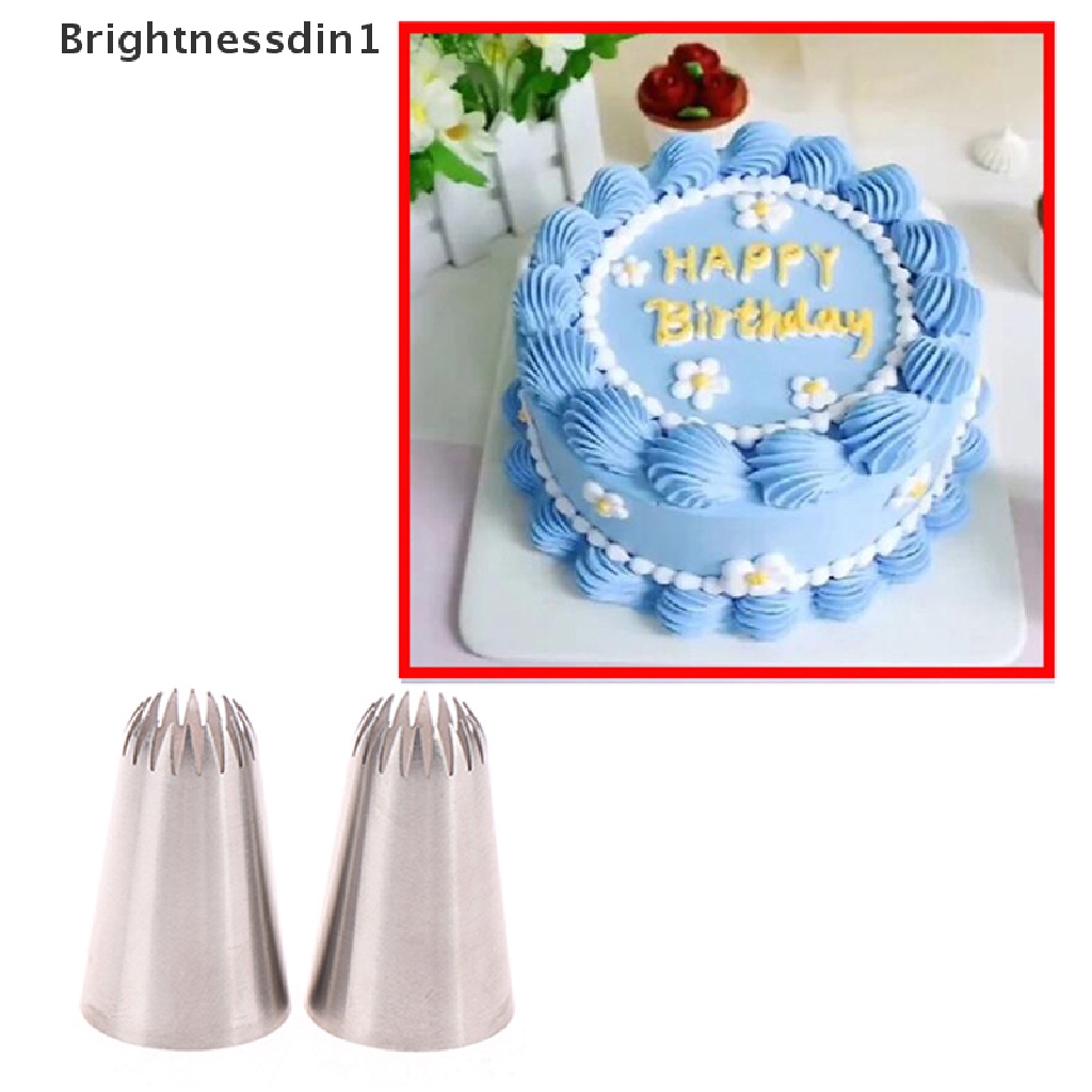 (Brightnessdin1) D66 Lampu Flash Ring Led Untuk Fotografi #18 Ujung Mulut Pipa Icing Desain Bintang Terbuka Bahan Stainless Steel Untuk Dekorasi Kue