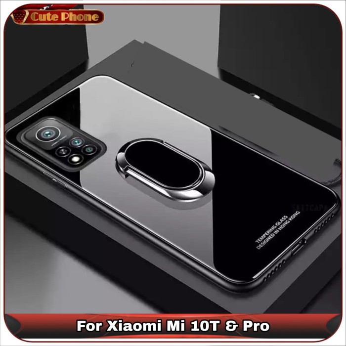 Casing Xiaomi Mi 10T Mi10T Pro Soft Hard Tempered Glass Case i Ring