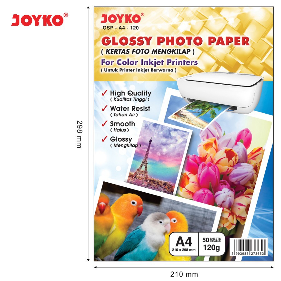 

Joyko Glossy Photo Paper GSP-A4-120 ( 1 Set - 50 Lembar ) ( IRRA STORE )