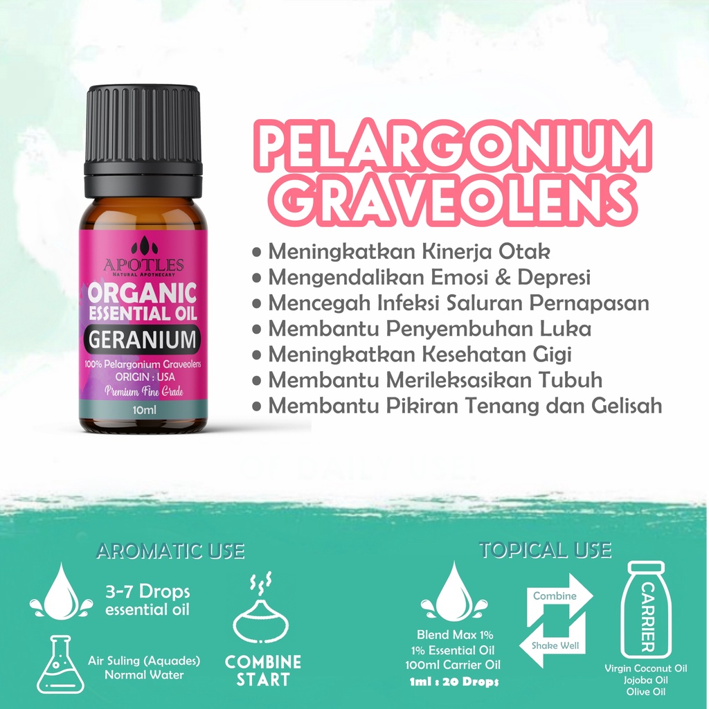 Geranium Essential Oil - Minyak Aromaterapi Bunga Geranium Pure Essential Oil 10ml