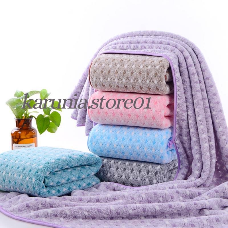 HANDUK MANDI DEWASA MIKROFIBER IMPORT UKURAN 70x140 MOTIF PASTEL