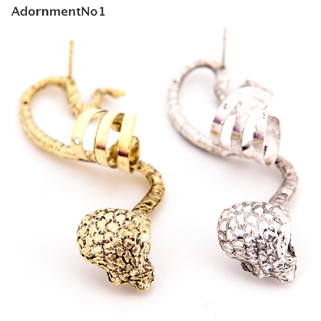 (AdornmentNo1) Anting Klip / Cuff Gaya Gothic Motif Ular Kobra Untuk Perhiasan Pria / Wanita / Unisex