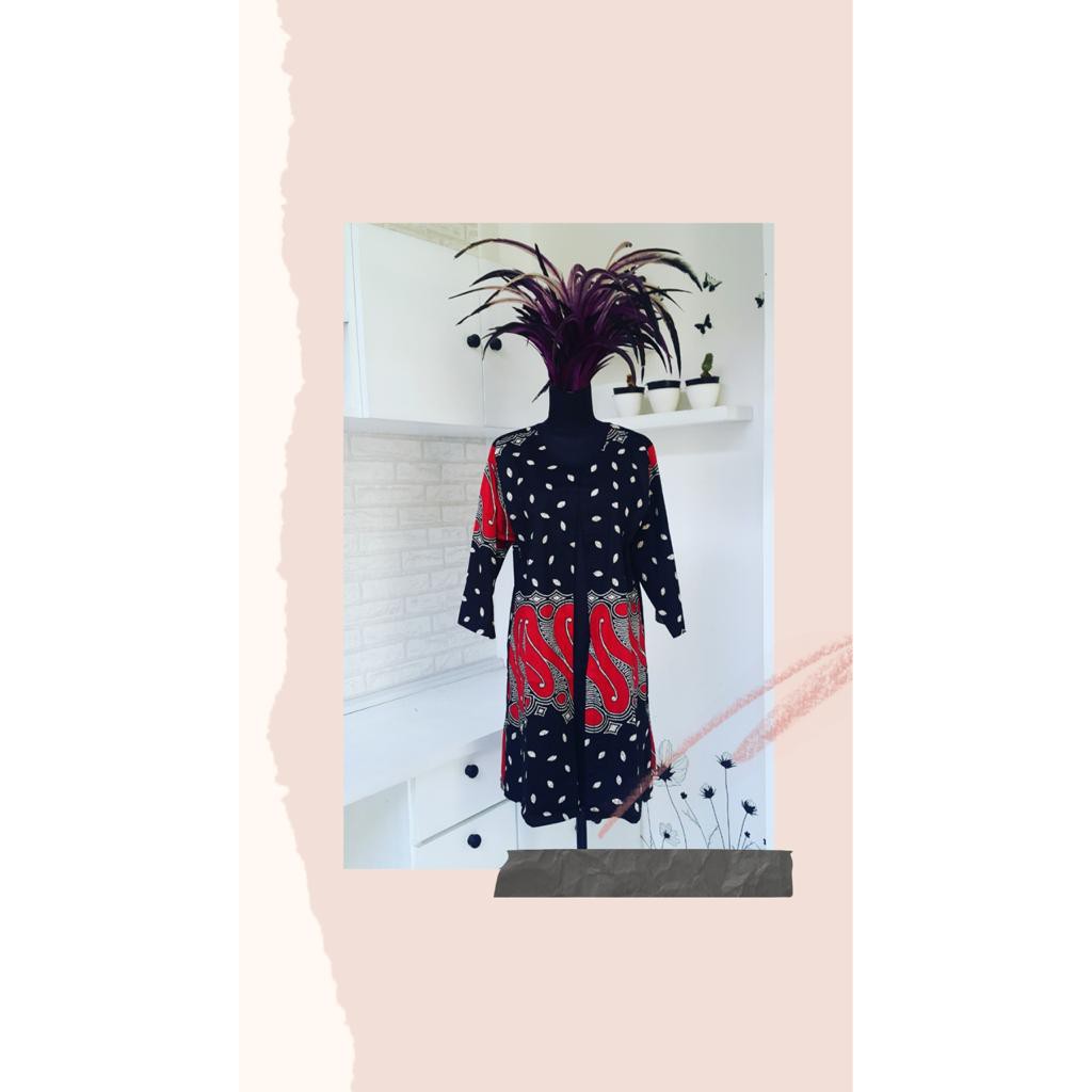 Dress Tunik Motif Batik Parang Merah