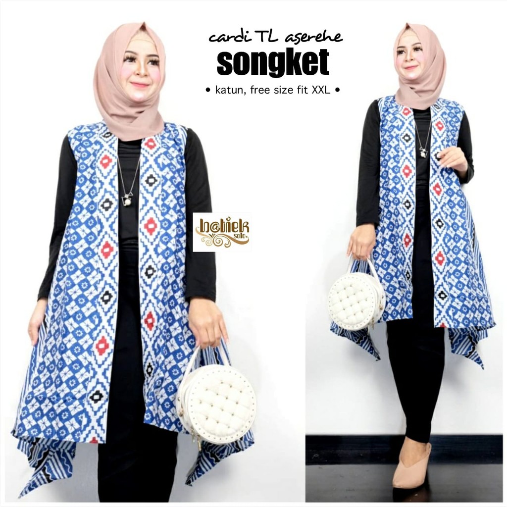 Cardi TL Aserehe Songket Batik Rompi Outer Outerwear Cardigan Batik Casual Modern Kantor Cantik