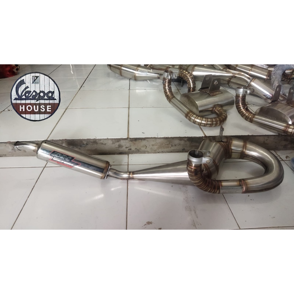 KNALPOT VESPA RACING MODEL ERVI KANAN DRC VICTORY STAINLESS
