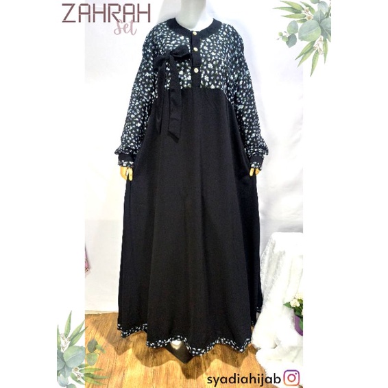 ZAHRAH SET | DRESS + KHIMAR PET + BONUS CADAR TALI | PUSAT GAMIS JAKARTA