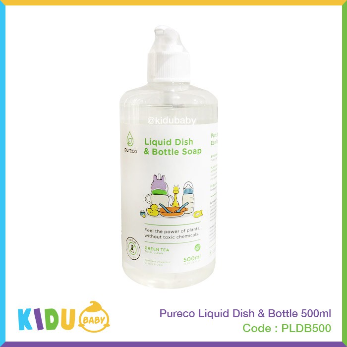 Pureco Sabun Cuci Piring / Sabun Cuci Botol Bayi Liquid Dish &amp; Bottle Green Tea 500ml Kidu Baby