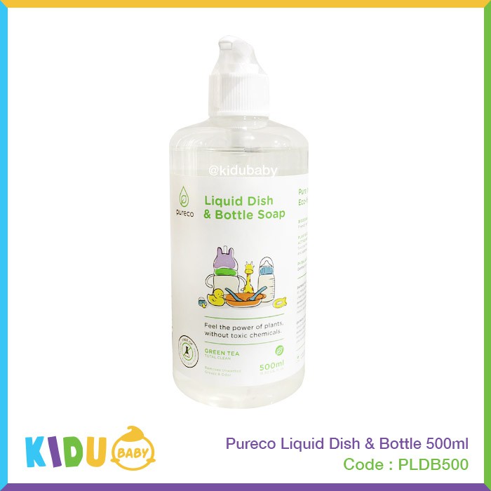 Pureco Sabun Cuci Piring / Sabun Cuci Botol Bayi Liquid Dish &amp; Bottle Green Tea 500ml Kidu Baby