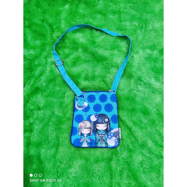 Tas Selempang CandyLicious motif jepang Green Blue original preloved