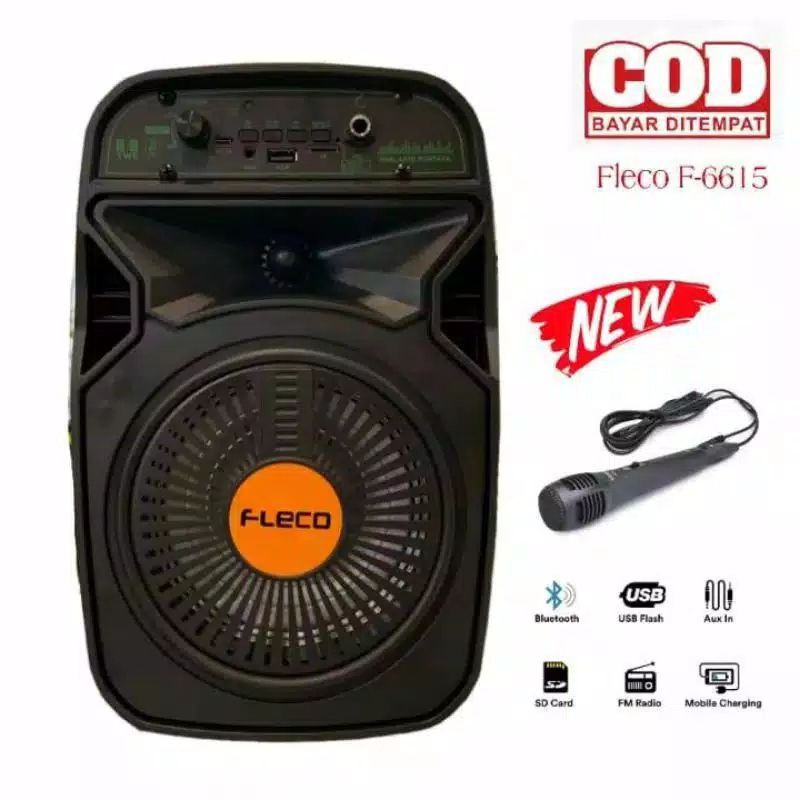 Speaker Bluetooth Fleco F-6615 Free Mic // Speaker Karaoke Free Mic