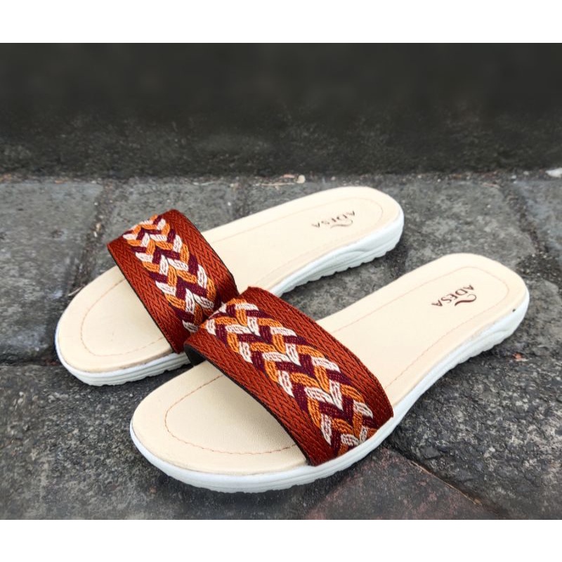 Sandal wanita selop flat rajut turki sendal wanita murah Casual Terlaris