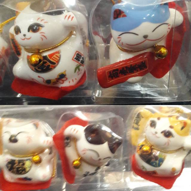 Patung kucing keramik mini