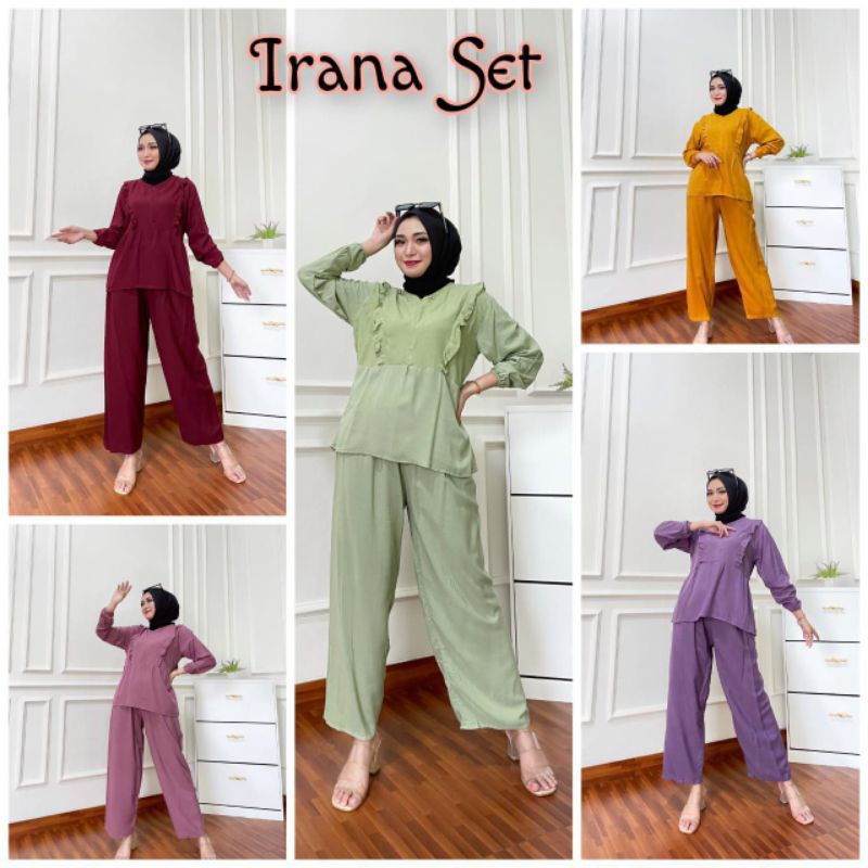 one set inara/set cplp polos/ baju setelan lengan panjang/ stelan baju rempel