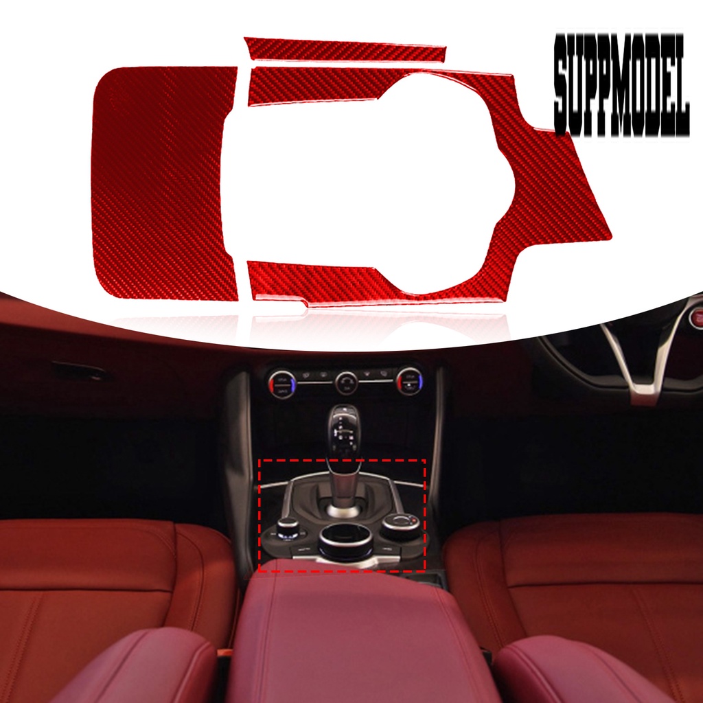 Suppmodelx &lt; 3Pcs / Set Sticker Dekorasi Panel Shifter Gigi Mobil Alfa Romeo Giulia 17-19 Kanan Bahan Serat Karbon