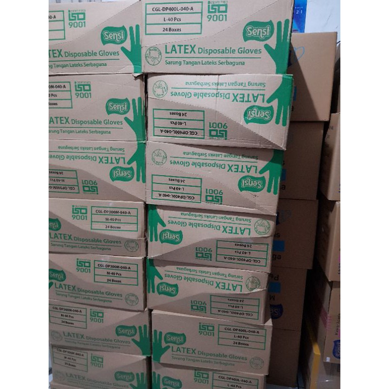 Sensi Latex Disposable Gloves isi 40pcs/Sarung Tangan Lateks Serbaguna