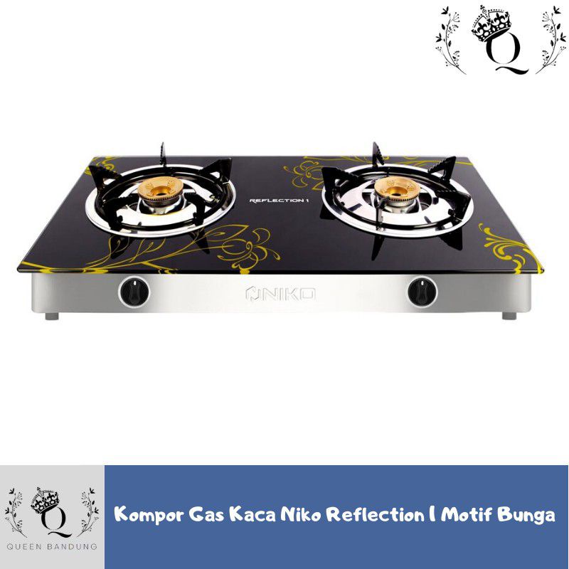 Kompor Gas Kaca NIKO Reflections Motif Bunga