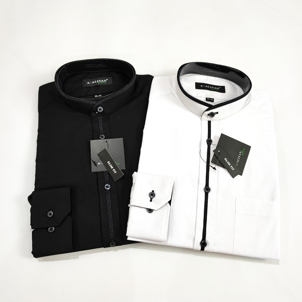 Kemeja ALISAN SLIM FIT Kerah KOKO Lengan Panjang